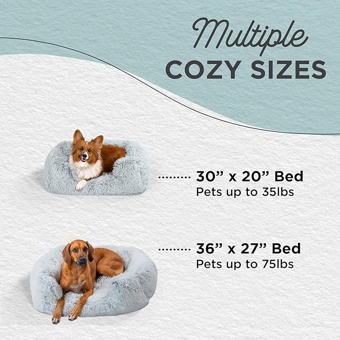 Best Friends by Sheri Shag Lounge Bed Calming Faux Fur Dog Bed, Frost, Medium, 30" x 20"