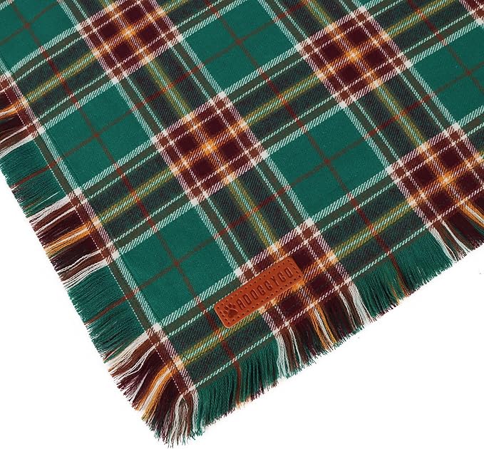 ADOGGYGO Christmas Dog Bandanas with Tassels Edges, Stylish Plaid Xmas Scarf Bib, Red Green Plaid Christmas Bandanas for Extra Large Dogs (X-Large)