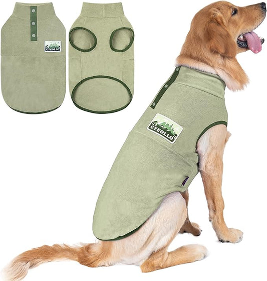 cyeollo 2XL Fleece Dog Sweater, Stretchy Pullover Fleece Vest with Turtleneck Dog Sweatshirt Warm Winter Clothes for Medium to Large Dogs Boy Pet Apparel, Green XXL