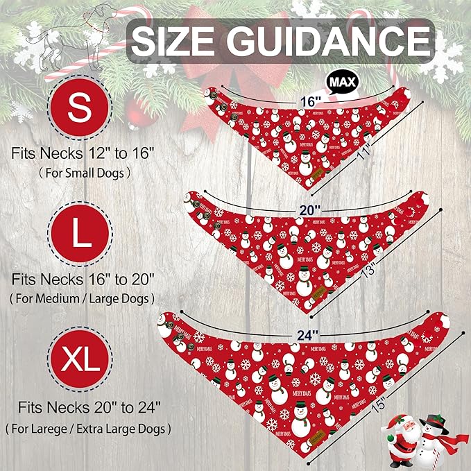 Christmas Dog Bandanas with Snap Button - 2 Pack Reversible Santa Claus Dog Scarf for Boy & Girl, Dog, Christmas Tree Holiday Bandana for Small Dogs (Small)