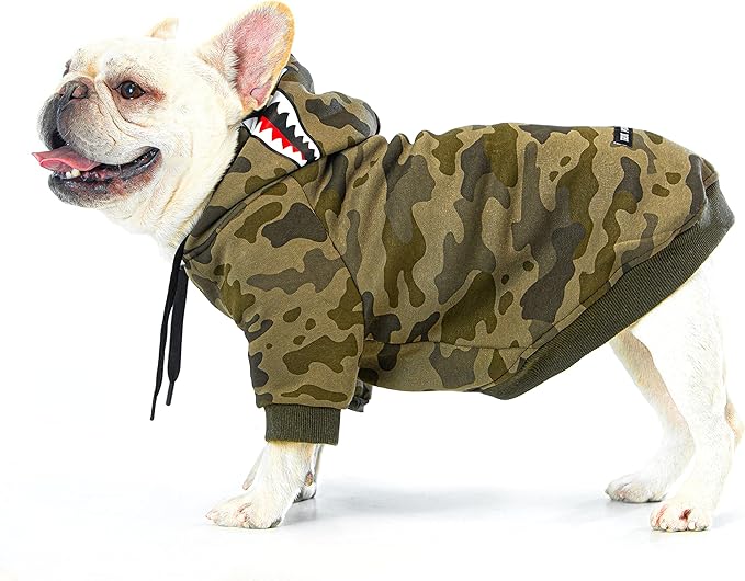 Camo Dog Hoodie Dog Clothes Extra Warm Fleece Lining Stretchy Fit for Small Medium Large Dogs (Camo, Large)