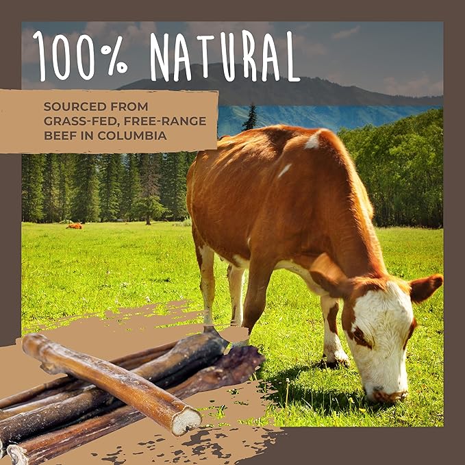 Mighty Paw Naturals Bully Sticks - All-Natural Protein-Rich Dog Chews from Grass-Fed Beef. Single-Ingredient Pet Treat for Dental Health. Keeps Chewers Busy - Dental Chew Dog Bully Stick