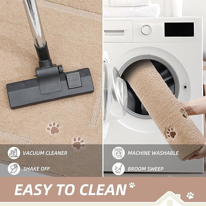 BEQHAUSE Dog Door Mat for Muddy Paws 24"x36" Dirt Trapper Absorbent Doormat Non Slip Entryway Rugs Washable Stain Resistant Welcome Floor Mat Soft Low-Profile for Front Back Door, Beige