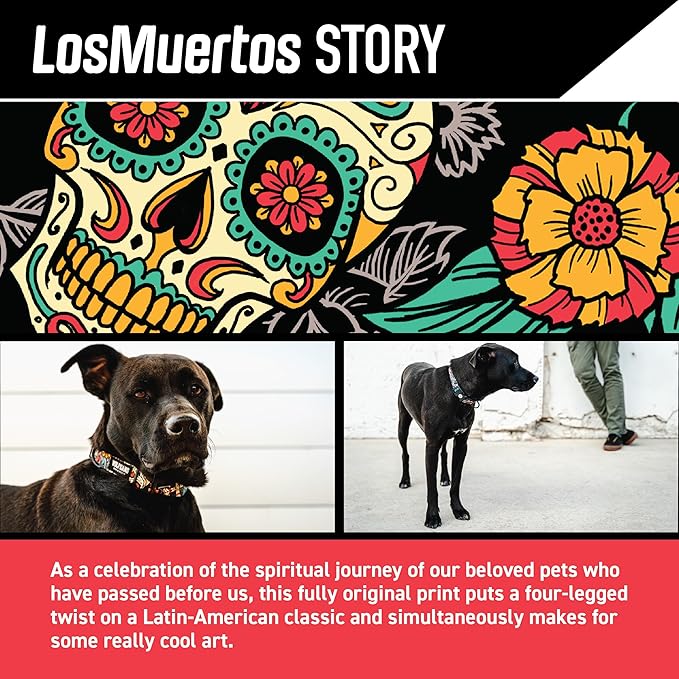 Wolfgang Heavy Duty Adjustable Dog Harness, Pull-Tested to Over 800 lbs for Walking & Training, LosMuertos Print, Large