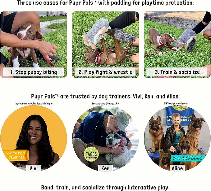 Pupr Pals Dog & Cat Toy Puppet with Tough Padding for Safe Interactive Play, Protection to Stop Puppy Kitten Biting Hands; for Boredom-Busting Training and Exercise