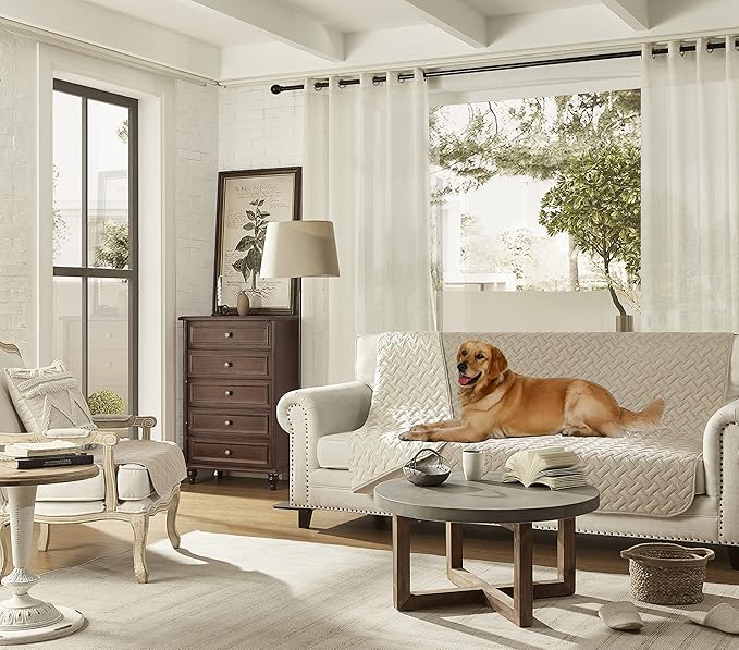 gogobunny 100% Double Sided Waterproof Dog Blanket Soft Pet Bed Cover Reversible Protect Furniture Couch Sofa Car for Puppy Cat Kids (Dark Beige/Light Beige, 30x70 Inch (Pack of 1))