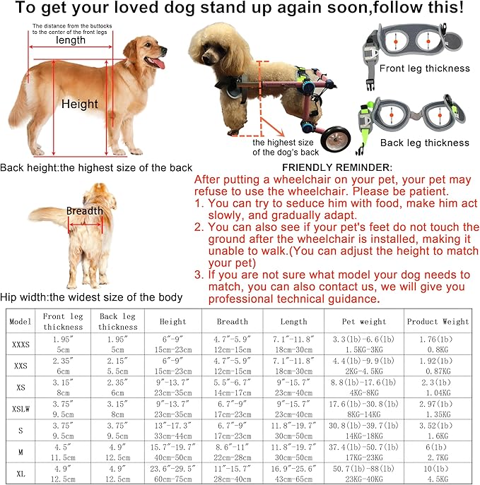 Adjustable Dog Wheelchair,Fordable Dog Wheelchair for Back Legs,Assist Small Pets with Paralyzed Hind Limbs to Recover Their Mobility Two Colour 5-Size (XXS Pink)