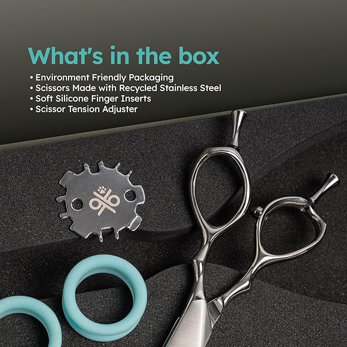 7" Curved Dog Grooming Scissors – Handcrafted, Ergonomic, VG10 Stainless Steel for Sharper, Tougher, Better Edge Retention, Lightweight Shears for Trimming Face and Paws.