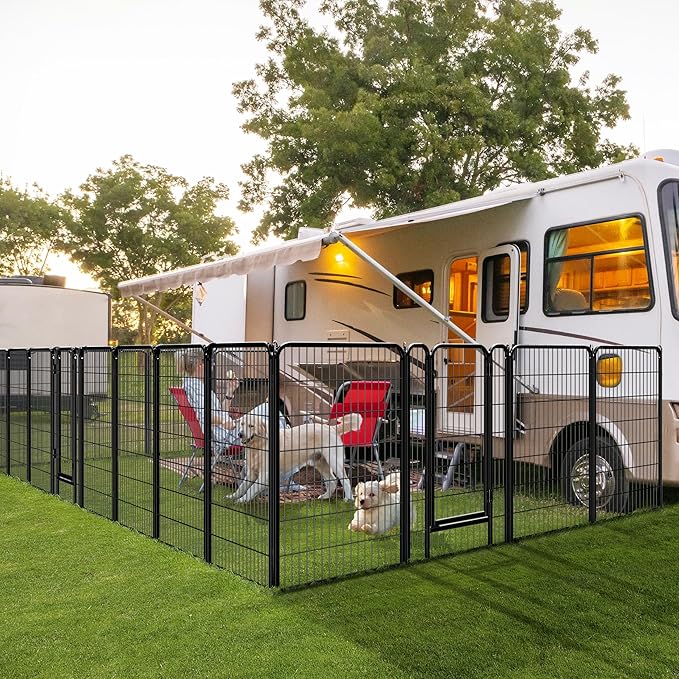 Yaheetech Dog Playpen Outdoor, 47 inch 24 Panels Dog Pen Indoor Heavy Duty Puppy Exercise Pen Metal Pet Fence for RV Camping/Yard/Garden