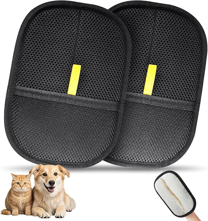 2 Pcs Pet Hair Removal Glove, Reusable Cat Dog Electrostatic Hair Remover Grooming Glove Brush Tool