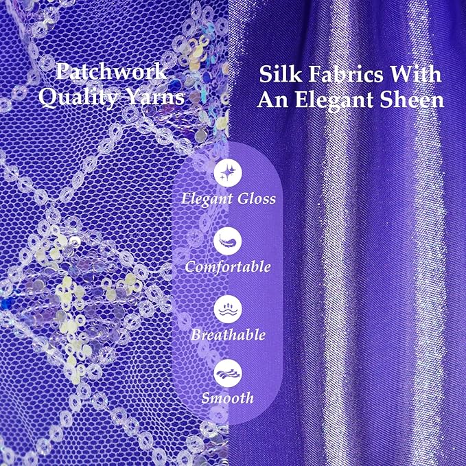 Dog Dress, Pet Birthay Clothes with Bow Tie, Dog Silk Outfit with Sequin, Puppy Princess Dress, Cute Doggy Skirt, Purple M