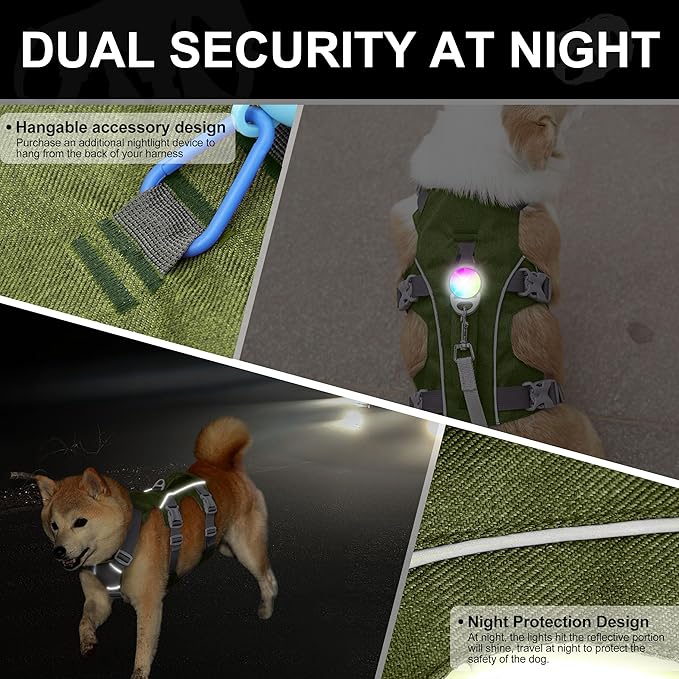 Escape Proof Dog Harness with Handle - Reflective No Pull Dog Vest, Lightweight Full Body Pet Harness Adjustable for Small Dogs Walking,Training(Blue,Chest:14-22")