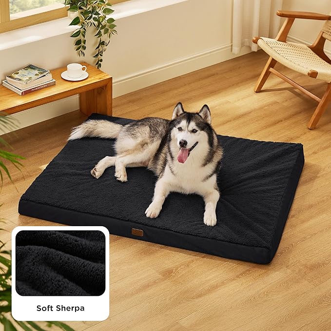 Bedsure Giant Dog Bed for Jumbo Dogs - 54" x 44" Flat Pet Beds with Removable Washable Cover, Orthopedic Egg Crate Foam Mat for Pet Up to 150 lbs, Not for Crate