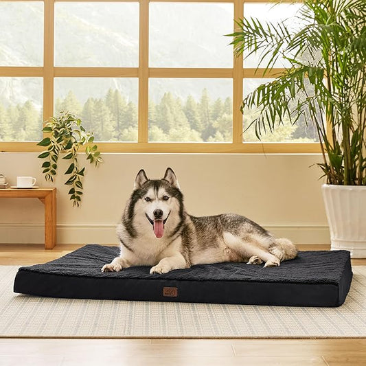 Bedsure Giant Dog Bed for Jumbo Dogs - 54" x 44" Flat Pet Beds with Removable Washable Cover, Orthopedic Egg Crate Foam Mat for Pet Up to 150 lbs, Not for Crate