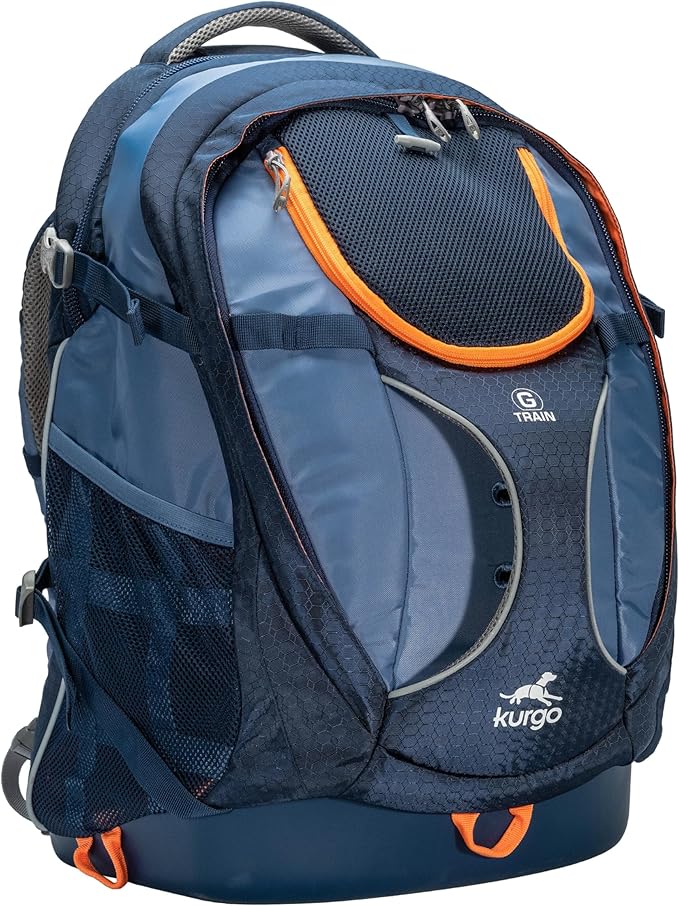 Kurgo G-Train Dog Carrier Backpack - Comfortable Travel Bag for Pets Up to 25 lbs - Waterproof Bottom - Multi-Compartment Pack - Dog Hiking Gear - Rugged Adventure Backpack - Navy Blue