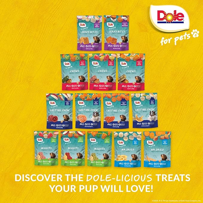 Dole for Pets Freshly Fetched Dog Chews, Assorted Banana & Pumpkin Flavor Dog Treats, 7oz | Flavored with Real Veggies, No Wheat, Corn, Soy, Artificial Flavors, Colors, or Preservatives