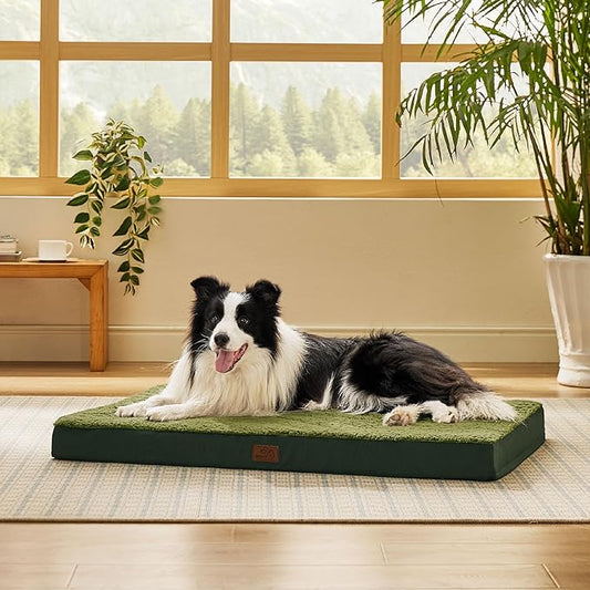 Bedsure Dog Beds Large Sized Dog - Orthopedic Flat Pet Beds with Removable Washable Cover, Egg Crate Foam Puppy Mat, Suitable for Pet Up to 65 lbs