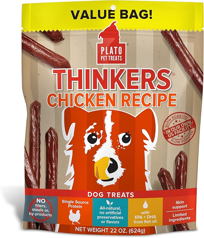 Plato Pet Treats Natural Pet Treats, Chicken 22 oz