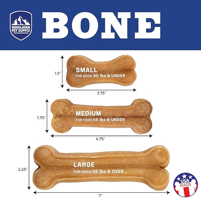 Himalayan Pet Supply Dog Chew Bone - Large | Long Lasting, Stain Free, Protein Rich, Low Odor | 100% Natural, Healthy & Safe | No Lactose, Gluten, Soy or Grains | for Dogs 45 lbs and Over