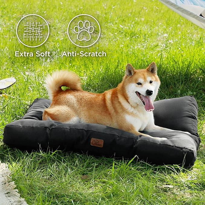 Bedsure Dog Bed Medium Size Dogs - Washable Pet Bed Mattress with Oxford Fabric, Water Resistant Flat Pet Pillow Cushion for Medium Dog Crate, 30x20x4, Black