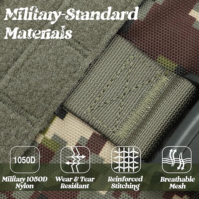 rabbitgoo Tactical Dog Harness for Small, Heavy Duty Pet Harness with Handle, No-Pull Service Vest Small Breed, Adjustable Military Dog Vest for Training Hunting Walking, Green Camo, S