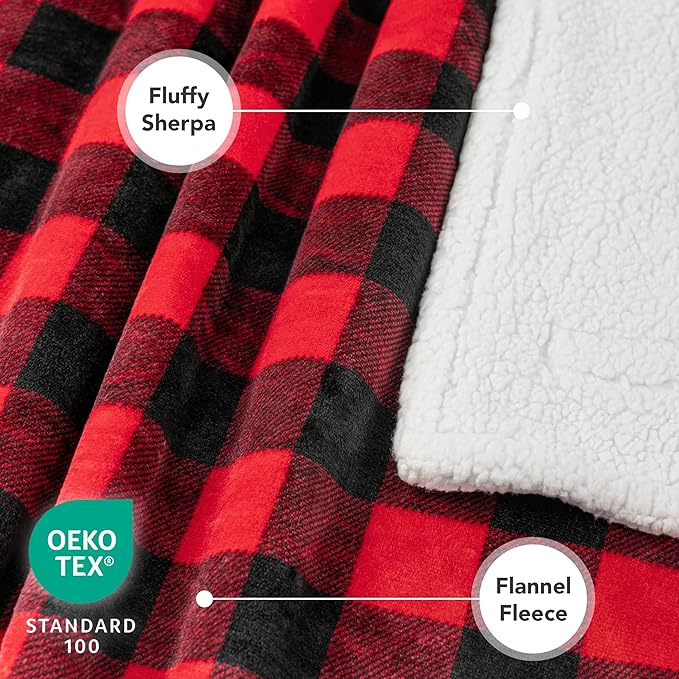 PetAmi Waterproof Dog Blanket for Small Medium Dog Puppy Cat Throw for Couch Cover Leakproof Protection, Sherpa Fleece, Reversible Soft Washable 29x40 Checker Plaid Red