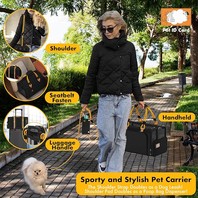 PAWZIDEA Double Pet Stroller with 2 Detachable Carriers, Portable Dog Crate for Car Travel & TSA-Approved Expandable Cat Carrier, Foldable Lightweight Jogger Stroller for 2–4 Cats or Small/Medium Dogs