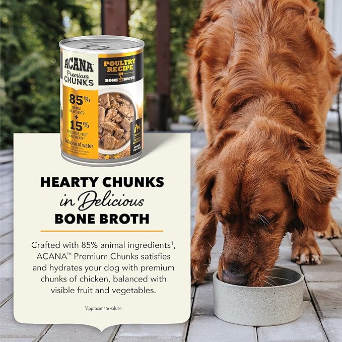 ACANA Premium Chunks in Bone Broth Grain-free Wet Dog Food Poultry Recipe 12.8oz Cans (12 Count)