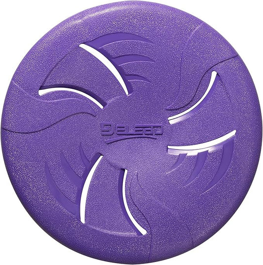 Indestructible Dog Flying Disc, Interactive Dog Flyer Toys, Soft Lightweight Catch and Fetch Toys for Medium Large Dogs, Floats in Water & Safe on Teeth, 9 inch (Large, Purple)