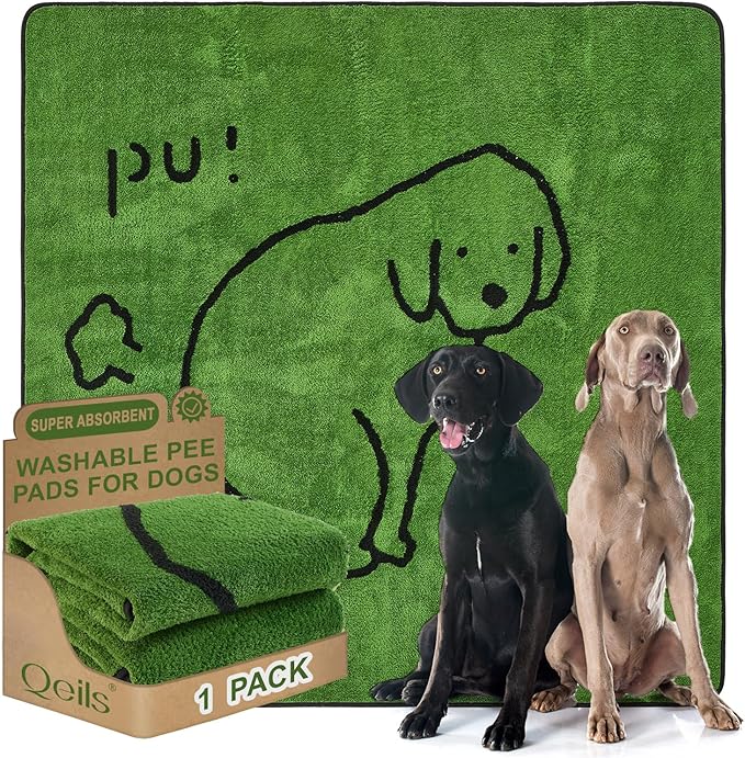 Qeils Reusable Puppy Pads, Washable Pee Pads for Dogs Durable Absorbent Leakproof Dog Training Pads for Home or Travel, Non-Slip Wee Wee Pads Potty Pads 72"x72"