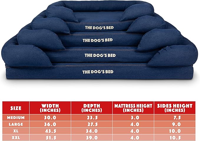 Replacement Outer Cover for The Dog's Bed Orthopedic with Sides, Washable Fabric, XXL (Blue Denim)