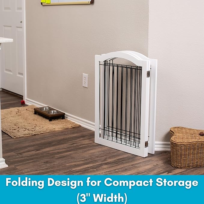 Internet's Best Wire Dog Gate with Arched Top - 3 Panel - 30" Tall - White