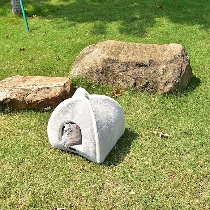 Cat Bed for Indoor Cats - Cat Cave Bed Cat House Cat Tent with Removable Washable Cushioned Pillow, Soft and Self Warming Kitten beds,Cat Beds & Furniture,for Small and Medium Pet Bed.
