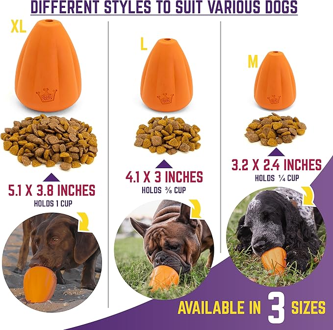 Chew King Premium Treat Dog Toy, Extremely Durable Natural Rubber Toy, Bacon Flavored Dog Toy, Orange, X-Large