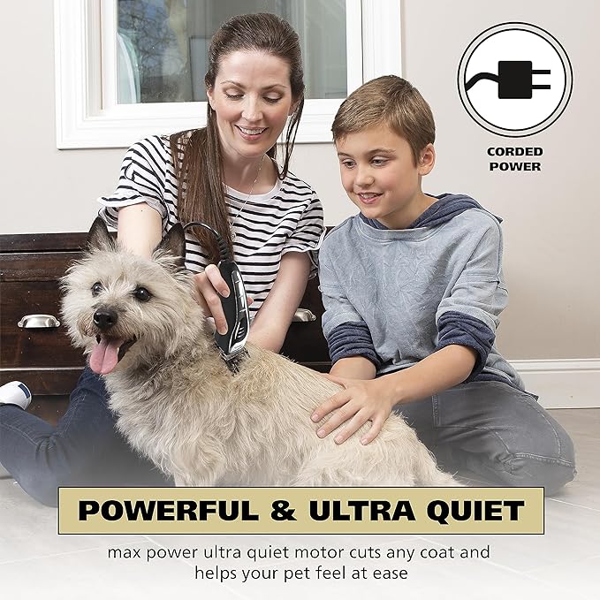 Wahl USA Quiet Pro Corded Dog Clippers for Grooming - Heavy Duty Compact Electric Dog Grooming Kit Hair Clippers for Dogs Cats Pets- Model 9181