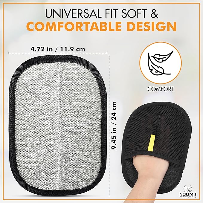 2-Pack Pet Hair Removal Gloves – Electrostatic Grooming & Hair Remover Gloves, Reusable Magic Brush for Cats, Dogs, Furniture, Carpet, Clothing & Car Seats – Black