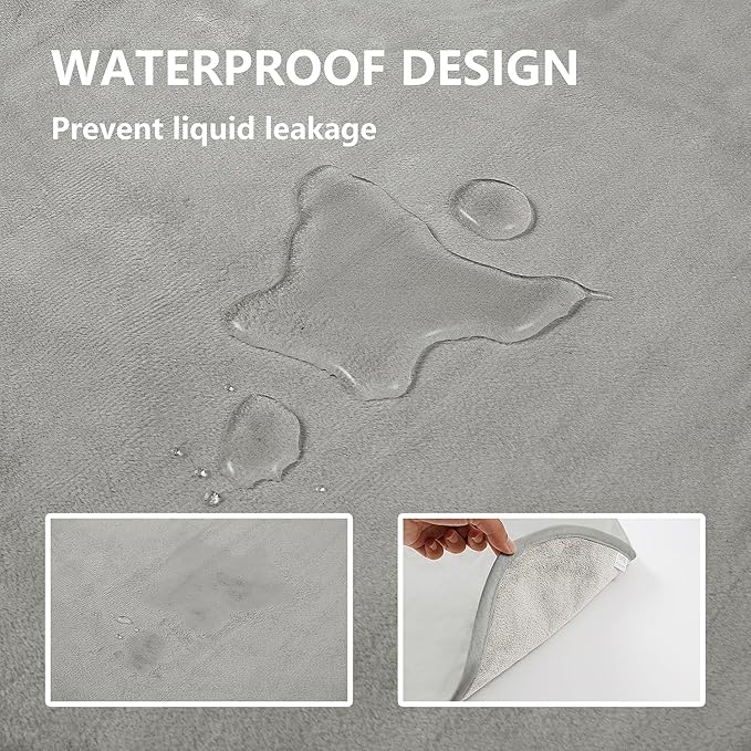 Waterproof Blanket for Bed Protection, Washable Dog Blankets for Couch, Soft Reversible Pet Throw Furniture Protector Cover for Sofa-82"x120",Light Grey+Dark Grey