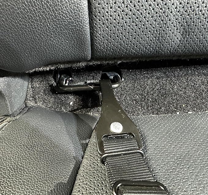 4Knines Dog Seat Belt Tether – Heavy-Duty Dog Car Safety Harness Attachment – Adjustable Pet Travel Restraint for Vehicle Anchor System – Universal Fit for Secure, Comfortable Car Rides, Black