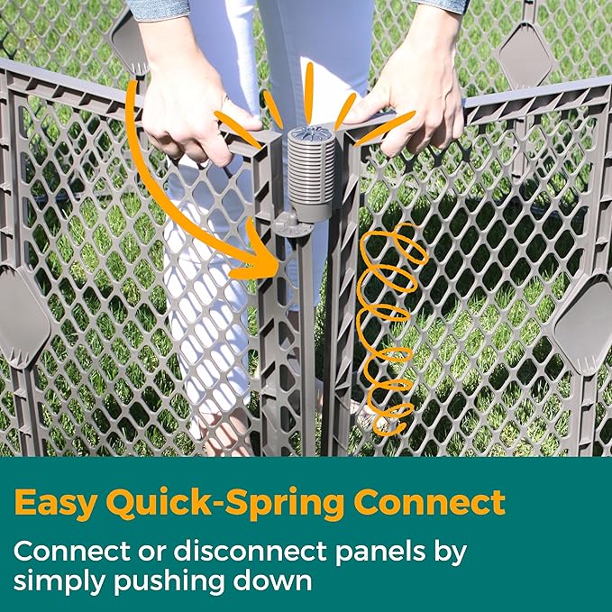 MyPet North States Petyard Plus: 3 Ft. Wide Folding Dog Playpen Indoor or Outdoor. 4-Panel Freestanding Play Pen Dog Gate Made in USA. 26" Tall, Fieldstone