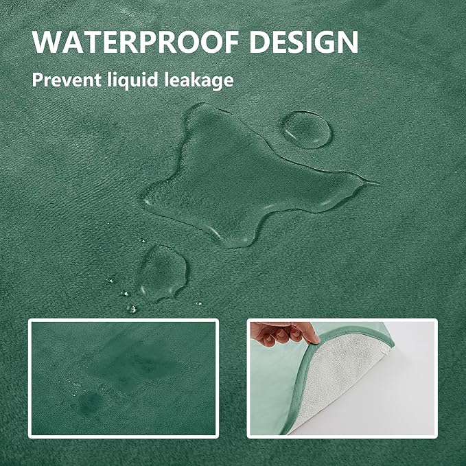 Waterproof Blanket for Bed Protection, Washable Dog Blankets for Couch, Soft Reversible Pet Throw Furniture Protector Cover for Sofa-82"x108",Green+Cream