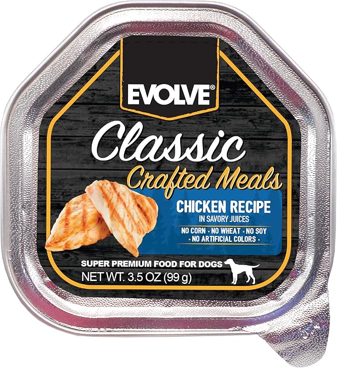 Evolve Pet Food Classic Crafted Meals Chicken Recipe Dog Food, 3.5 Ounce (Pack of 15)