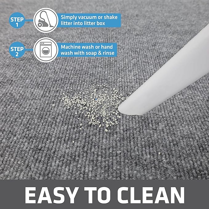 Drymate Corner Cat Litter Trapping Mat (Ridged Design), Traps Mess from Box, Protects Floors, Urine-Proof, Machine Washable, Soft on Kitty Paws, Absorbent, Waterproof (USA Made, Recycled Content)