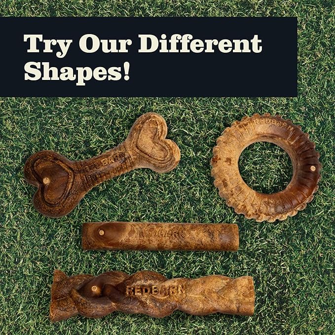 Redbarn Natural Dur-A-Bulls Treats for Dogs - 3 Large Braids - Hickory Flavor - Made in USA Long Lasting 100% Edible No Artificial Ingredients or Plastic