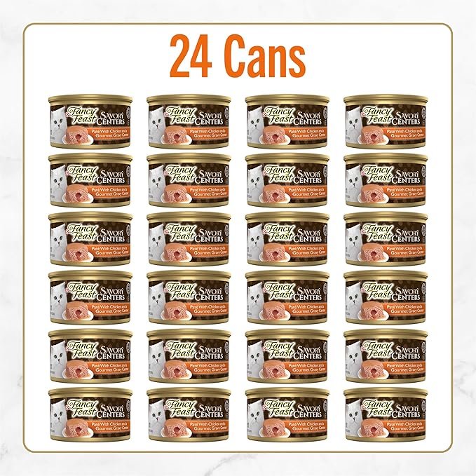 Purina Fancy Feast Savory Centers With Chicken Wet Cat Food Pate with Gourmet Gravy Center - (Pack of 24) 3 oz. Cans