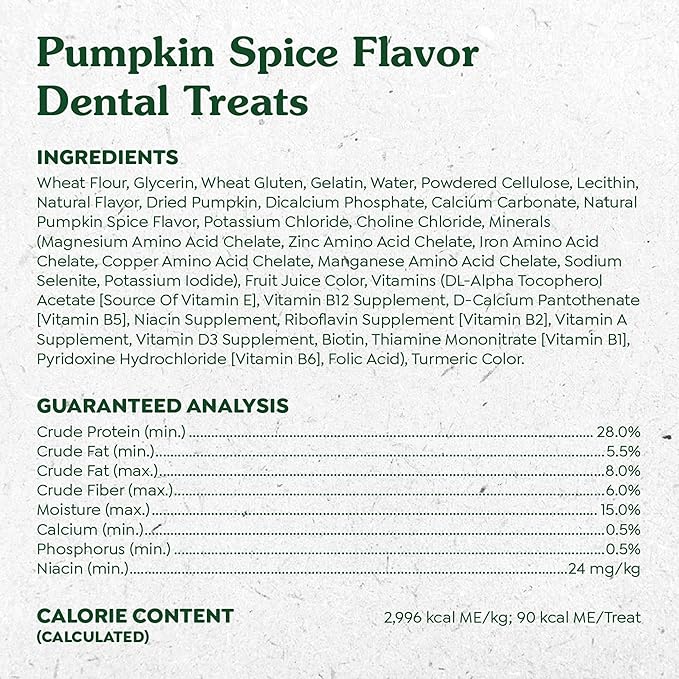 Greenies Regular Dental Dog Treats, Pumpkin Spice, Limited Edition, 12 oz. Pack (12 Treats)