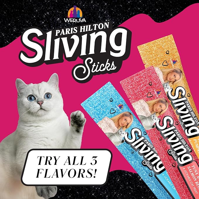 Weruva Paris Hilton Pamper Like Paris Sliving Sticks, Chicken, 0.5oz Lickable Cat Treats, Pack of 5