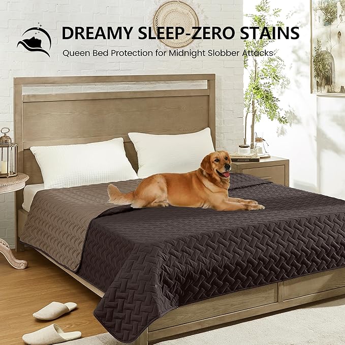 gogobunny 100% Double Sided Waterproof Dog Blanket Soft Pet Bed Cover Reversible Protect Furniture Couch Sofa Car for Puppy Cat (Dark Coffee/Light Coffee, 52x82 Inch (Pack of 1))