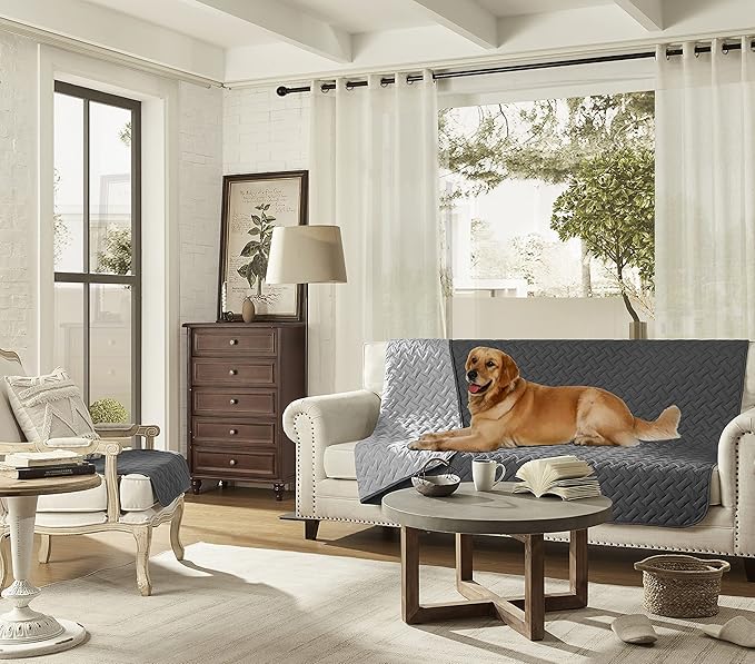 gogobunny 100% Double Sided Waterproof Dog Blanket Soft Pet Bed Cover Reversible Protect Furniture Couch Sofa Car for Puppy Cat Kids (Dark Grey/Light Grey, 30x70 Inch (Pack of 1))