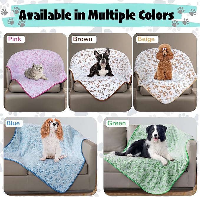 Stuffed Premium Soft Dog Blanket, with Flannel Beige Cute Paw Print, 32 * 40 inches, Cat Blanket Puppy Supplies Border Collie Puppy Gifts Essentials