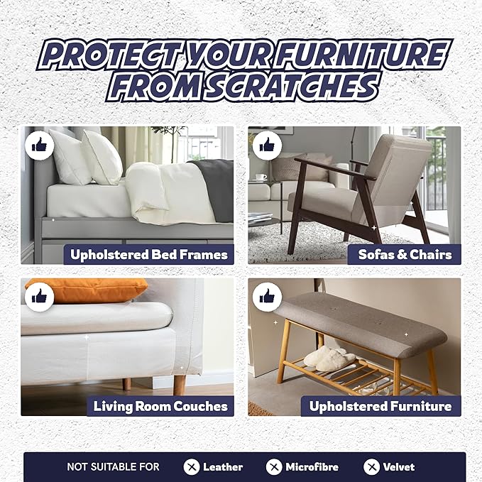 Extra Long Roll Cat Scratch Furniture Protector Tape – Single-Sided Anti-Scratch Furniture Guard (88 ft) – Clear, Flexible & Easy to Cut – Not for Leather, Velvet, Microfiber